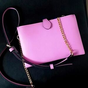 Purple Clutch Cardholder Wristlet Gold Chain Crossbody Mini Bag